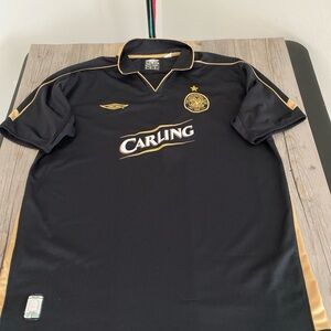 Celtic football soccer shirt jersey umbro black gold carling mens official XL